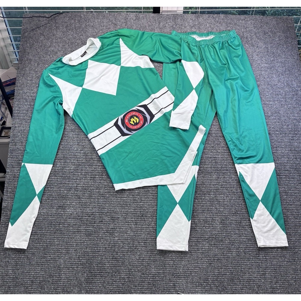 Mighty Morphin Power Rangers Green 2 Piece Costume Set Halloween Unisex Medium